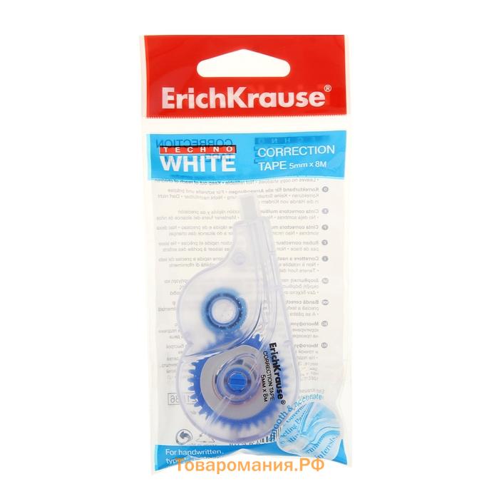 Корректирующая лента 5 мм х 8 м, ErichKrause Arctic white, супер-белая, европодвес