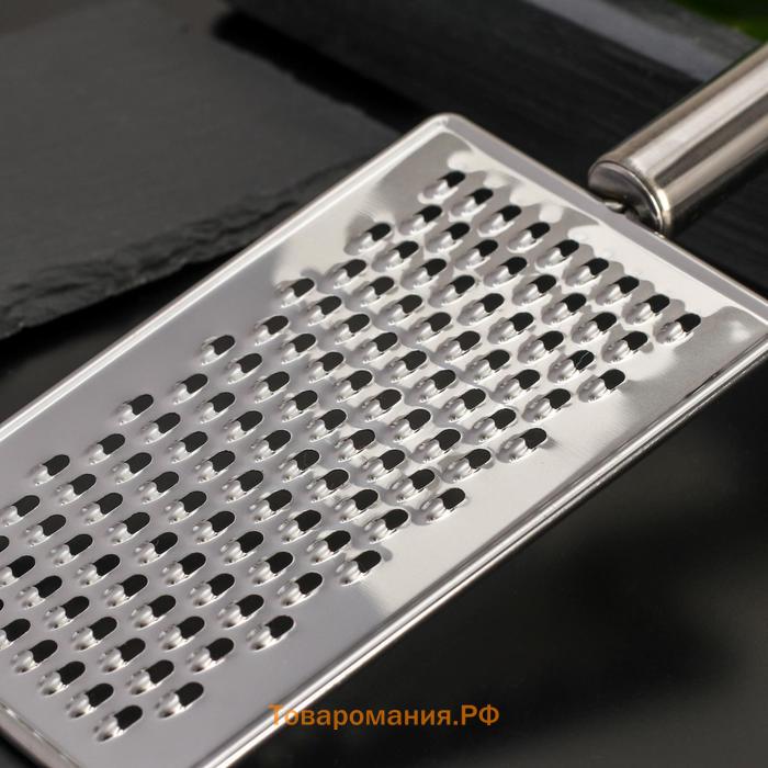 Тёрка для сыра  «Металлик», 14×8 см, мелкая, с ручкой, серебристая