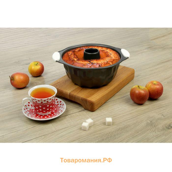 Форма для выпечки  «Немецкий кекс. Забота», 28×23,5×10,5 см, с силиконовыми ручками, антипригарное покрытие, цвет чёрный