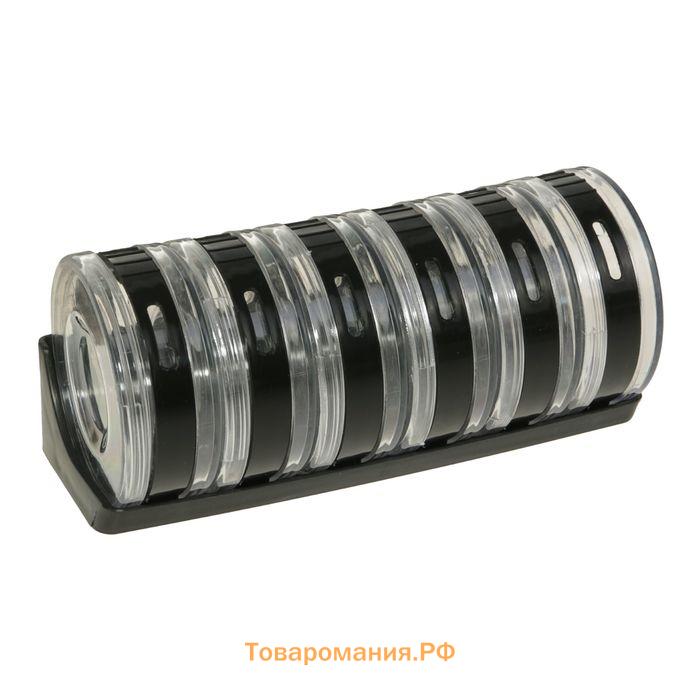 Ёмкости для специй «Цилиндр», набор 6 шт. на подставке, 19×8×9 см, пластик