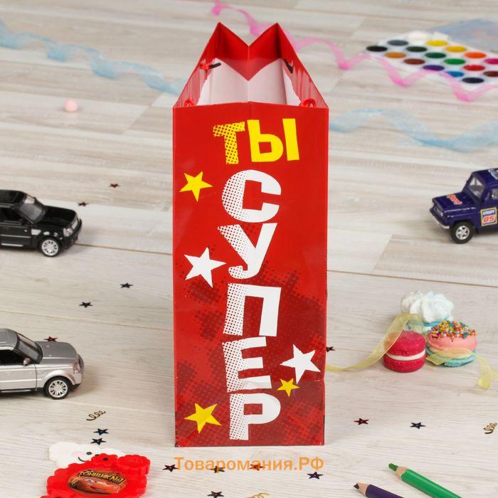Пакет подарочный «С днём рождения!», 31×40×11 см, упаковка, Тачки