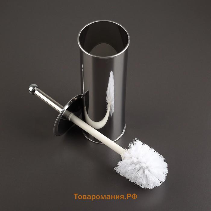 Ёршик для унитаза с подставкой, 9.5×9.5×37 см, цвет хром
