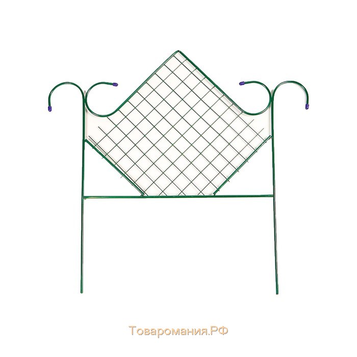 Ограждение декоративное, 90 × 500 см, 5 секций, металл, зелёное, «Ромб»