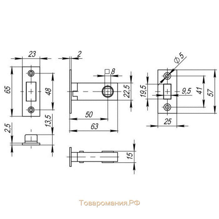 Защелка врезная Fuaro MAGNET M12-50-25 GR, цвет графит