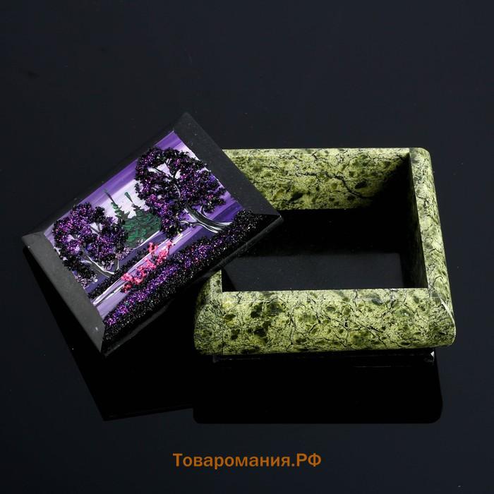 Шкатулка для украшений с пейзажем «Ночь», каменная крошка, змеевик