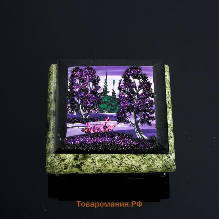Шкатулка для украшений с пейзажем «Ночь», каменная крошка, змеевик