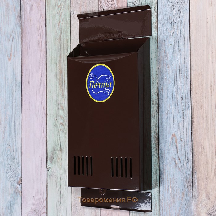 Ящик почтовый без замка (с петлёй), вертикальный, коричневый