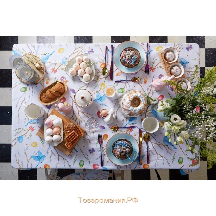 Скатерть  Happy Easter, 220×144 см, 100% хлопок, 164 г/м2