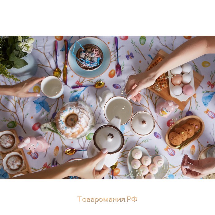 Скатерть  Happy Easter, 220×144 см, 100% хлопок, 164 г/м2