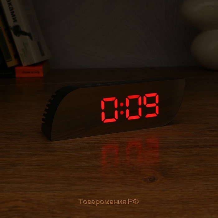 Часы -будильник электронные настольные с термометром, 15 х 5 см, USB