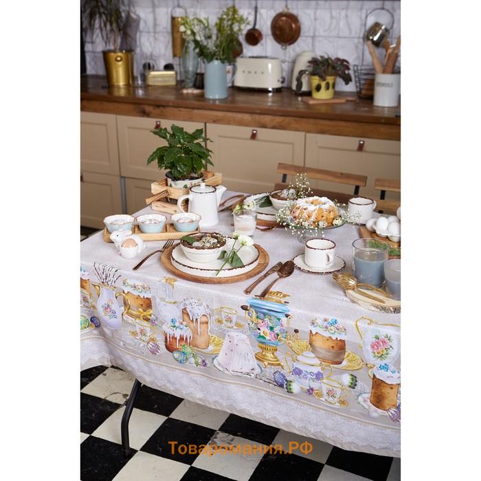 Скатерть  «Пасхальные куличи» 220×147 см, 100% хлопок, саржа 190 г/м²