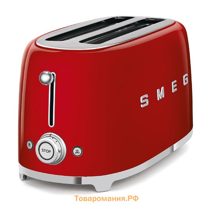 Тостер Smeg TSF02RDEU, 1500 Вт, 2 отсека, 6 режимов прожарки, размораживание, красный