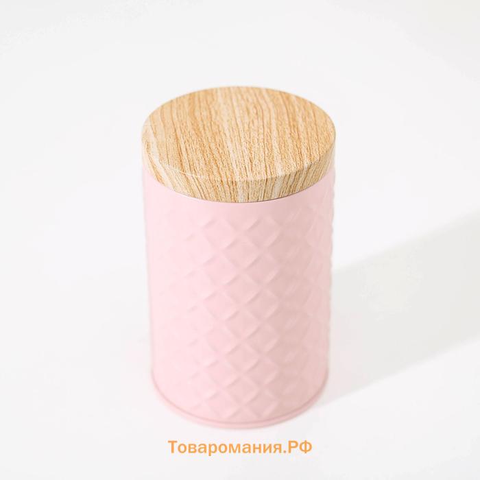 Банка для сыпучих продуктов «Ромб», 430 мл, 11.5×7.3 см, жесть, розовая