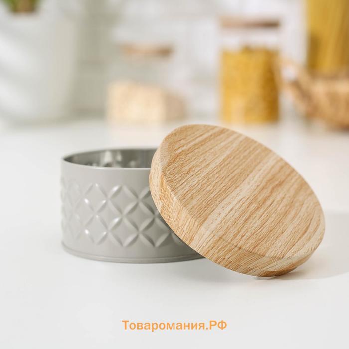Банка для сыпучих «Ромб», 300 мл, 6×10 см, жесть, серая