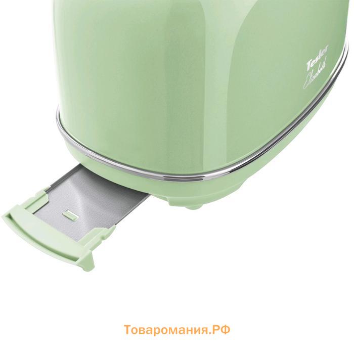 Тостер Tesler TT-245 GREEN, 815 Вт, 2 тоста, 6 режимов прожарки, разморозка, зелёный