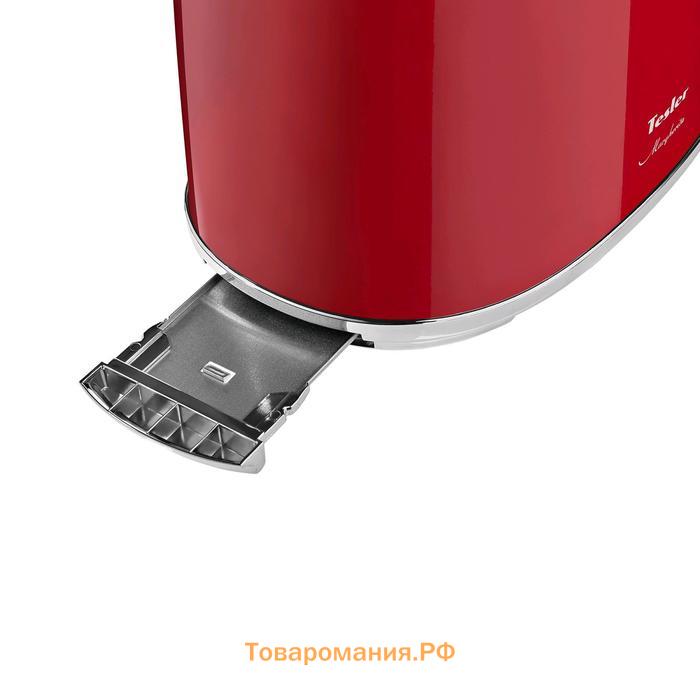 Тостер Tesler TT-255 RED, 900 Вт, 2 тоста, 6 режимов прожарки, разморозка, красный