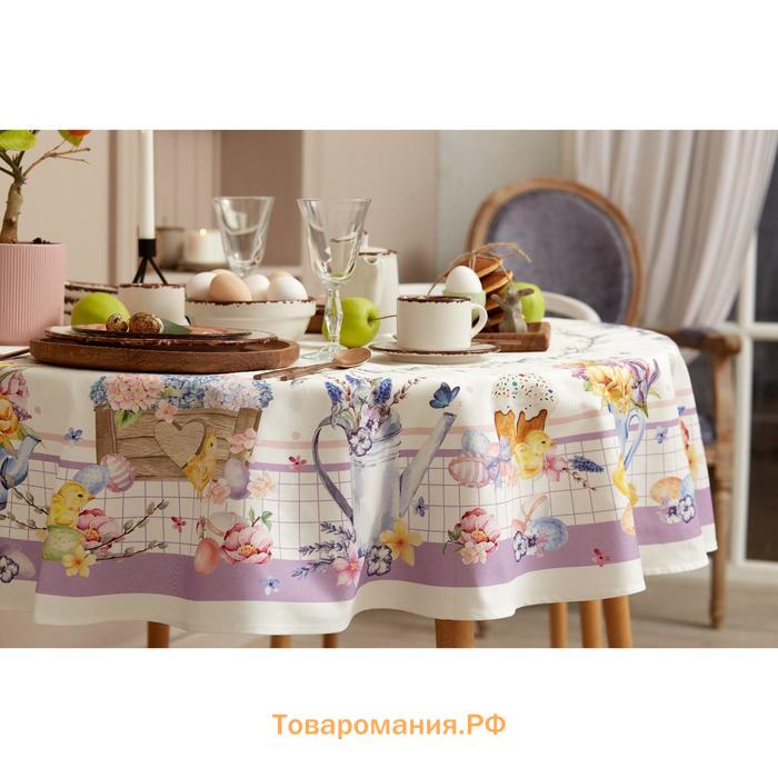 Скатерть  Spring easter d=214 см +/-3 см, 100% хлопок, саржа 190 г/м²