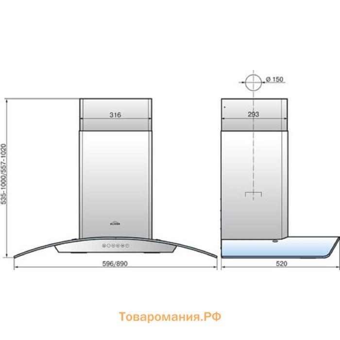 Вытяжка Elikor "Аметист" S4 90Н-700-Э4Д, каминная, 700 м3/ч, 4 скорости, 90 см, серебр.