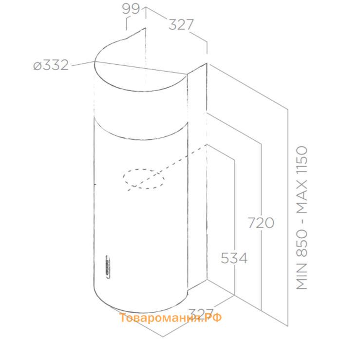 Вытяжка Elica STONE IX/A 33, каминная, 900 м3/ч, 3 скорости, 33 см, серебристая