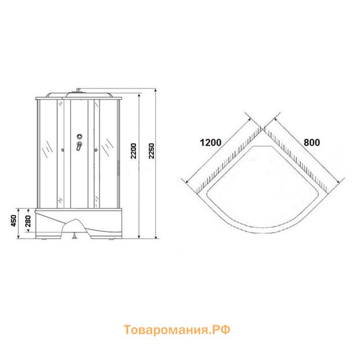 Душевая кабина NG-3320-14R, 120х80х215 см, поддон 45 см, матовое стекло