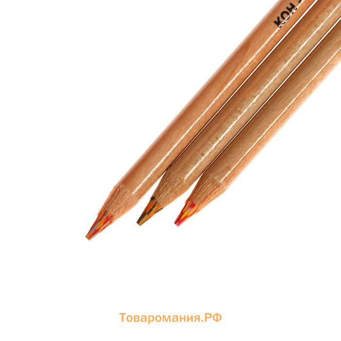 Карандаши много цвета Koh-I-Noor TRI-TONE 3442 12 штук, металлический пенал