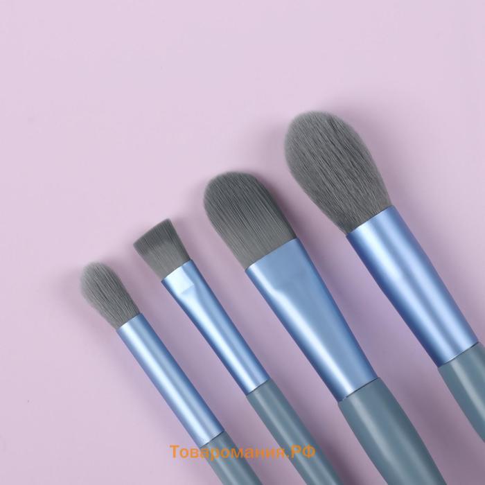 Набор кистей для макияжа Pastel, 8 предметов, PVC-чехол, голубой