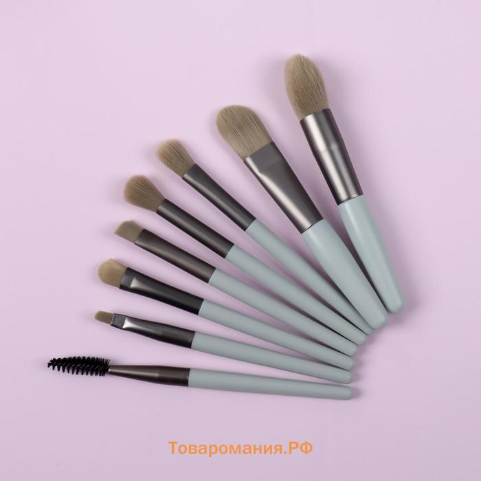 Набор кистей для макияжа Pastel, 8 предметов, PVC-чехол, голубой