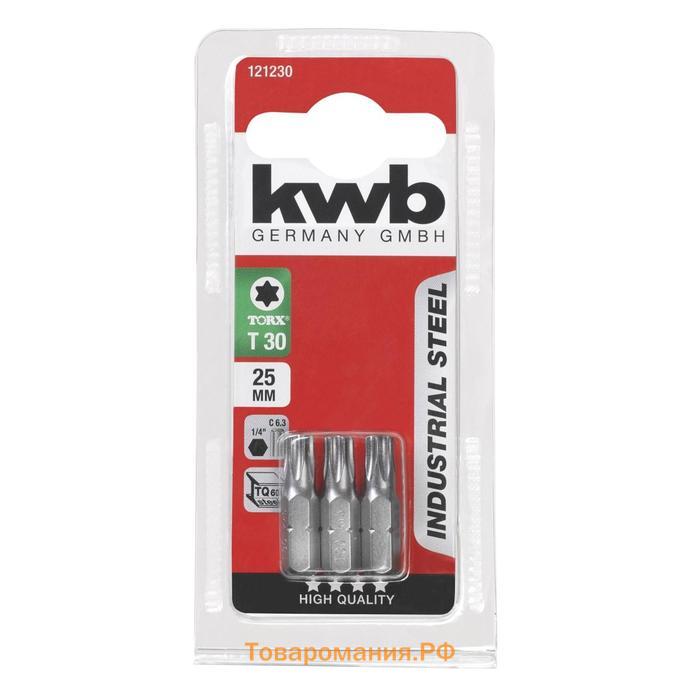 Бита KWB INDUSTRY, TORX30, сталь TQ60, 25 мм, 3 шт