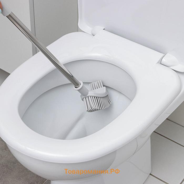 Ёршик для унитаза , силиконовый, 10×5×58 см, серый
