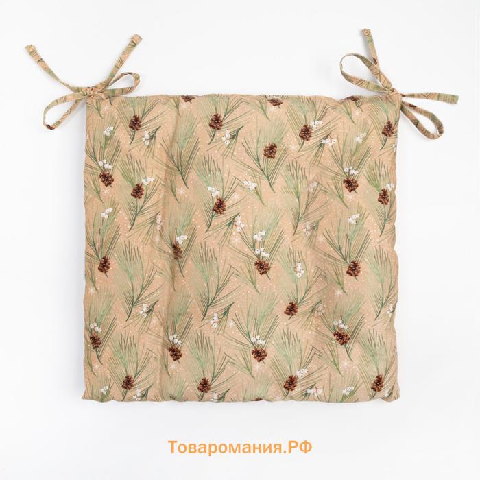 Подушка на стул  "Spruce branches" 42х42х7см, 100%хл, саржа 190 г/м2