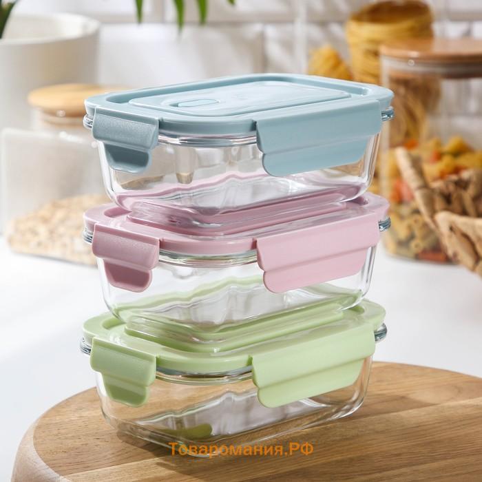 Контейнер  Cook and Freeze, 380 мл, 15×11×5.5 см, с крышкой, жаропрочное стекло, МИКС
