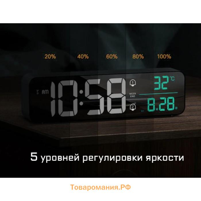 Часы электронные настольные: будильник, календарь, термометр, с подвесом, 3.5 х 7 х 26.5 см