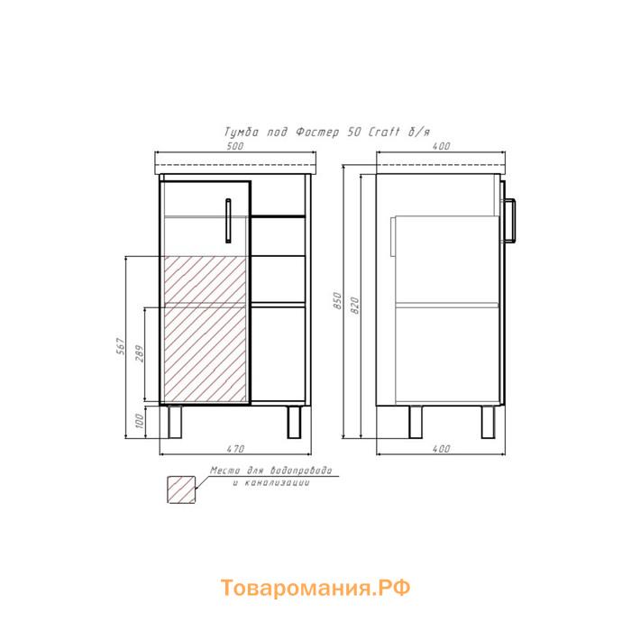 Тумба Домино Craft под раковину Фостер 50, без ящика