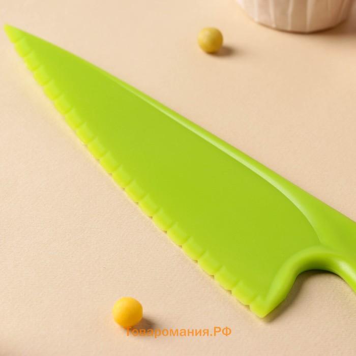 Нож для торта, 28,5×6 см, цвет зелёный