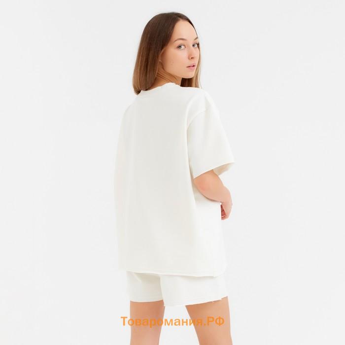 Костюм женский (футболка, шорты) MINAKU: Casual Collection цвет экрю, размер 46