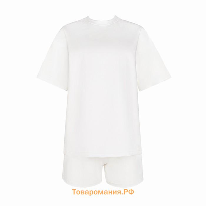 Костюм женский (футболка, шорты) MINAKU: Casual Collection цвет экрю, размер 46