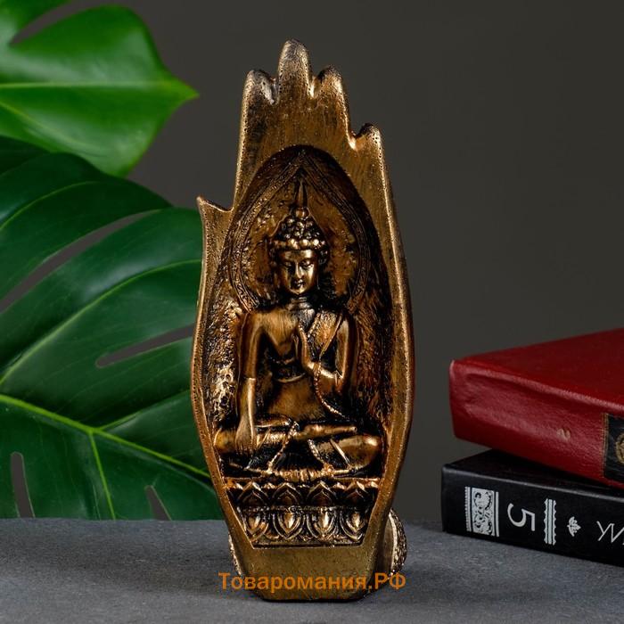Фигура "Две ладони с Буддой" бронза, 11х21х8см