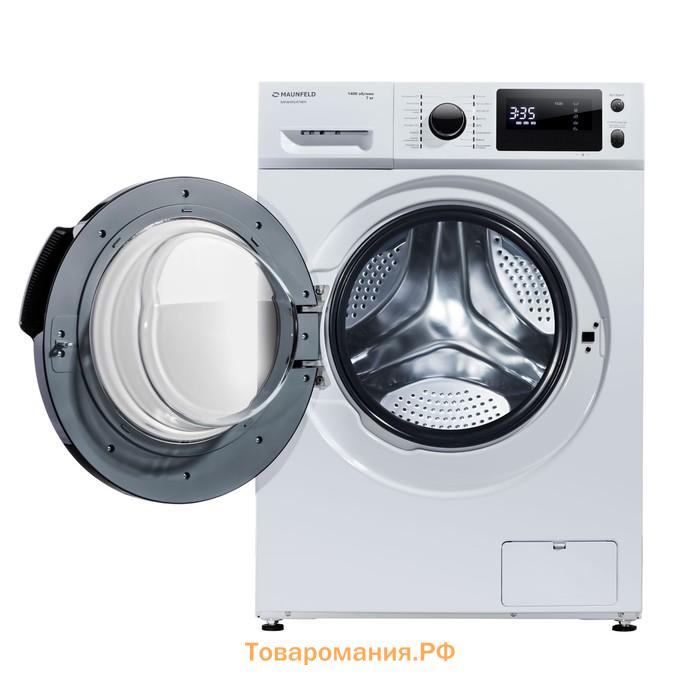 Стиральная машина MAUNFELD MFWM147WH, класс А+++, 1400 об/мин, 7 кг, бело-чёрная