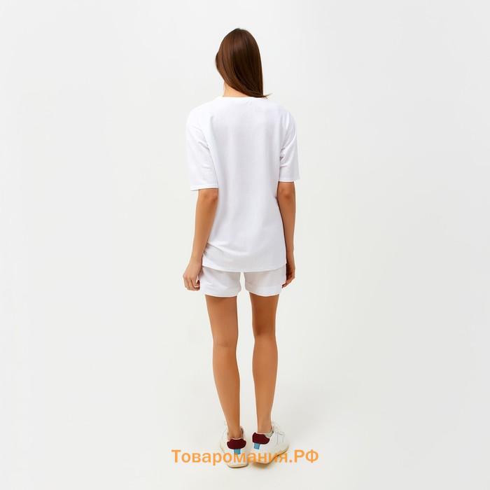 Костюм женский (футболка, шорты) MINAKU: Casual collection цвет белый, размер 50