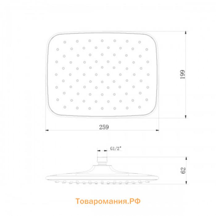 Душевая лейка Lemark LM8133C, верхняя, круглая, 259 х 199 мм, 1 функции, хром