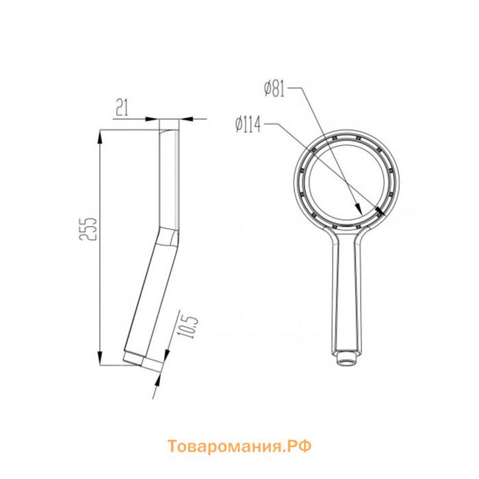 Душевая лейка Lemark LM0820C, ручная, круглая, 114 х 255 мм, 1 функция, хром