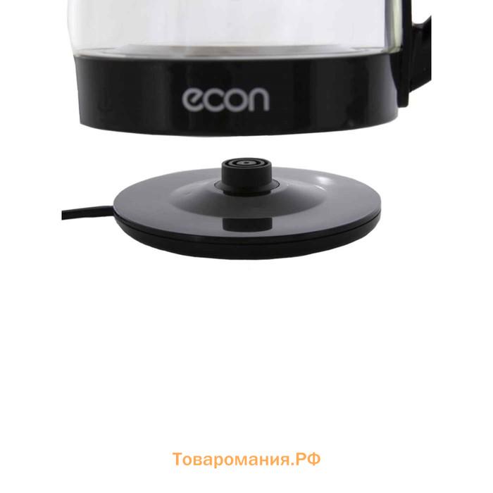 Чайник электрический Econ ECO-1845KE, 1500 Вт, стекло, 1,8 л, цвет чёрный