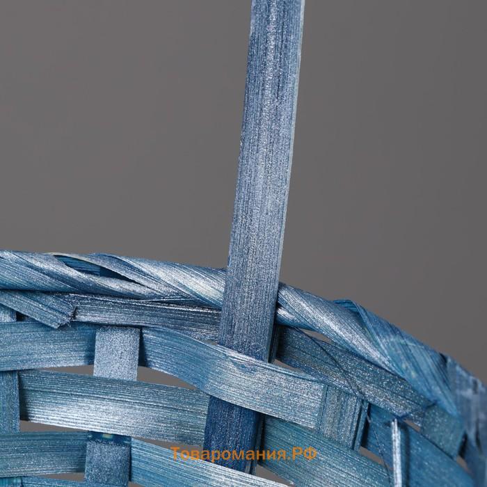 Корзина плетеная, бамбук, голубой, 19х19х32 см