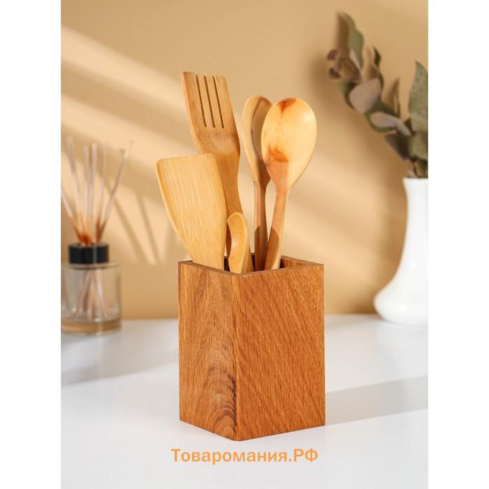 Подставка деревянная для столовых приборов Adelica, 12×8×8 см, дуб
