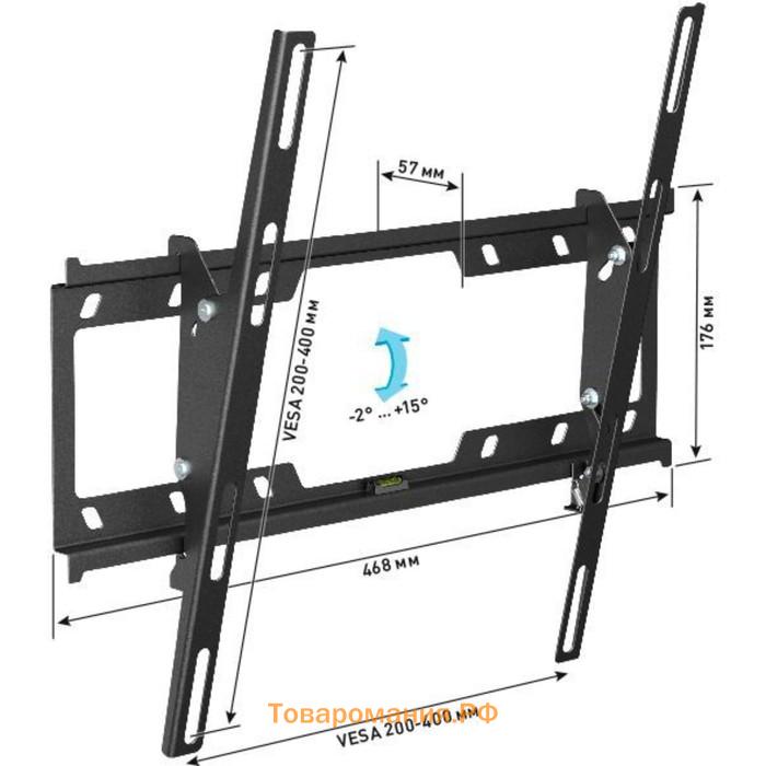 Кронштейн для телевизора Holder T4624-B, до 40 кг, 32-55", настенный, наклон, чёрный