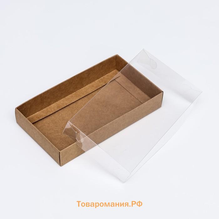 Кондитерская упаковка, крафт с PVC крышкой, 18×10×3 см