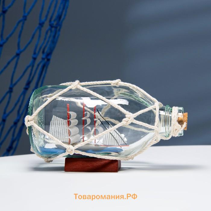 Корабль в бутылке «Сети», фигурка, 15×8×9 см, белый