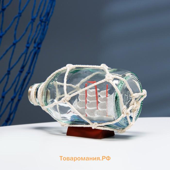 Корабль в бутылке «Сети», фигурка, 15×8×9 см, белый
