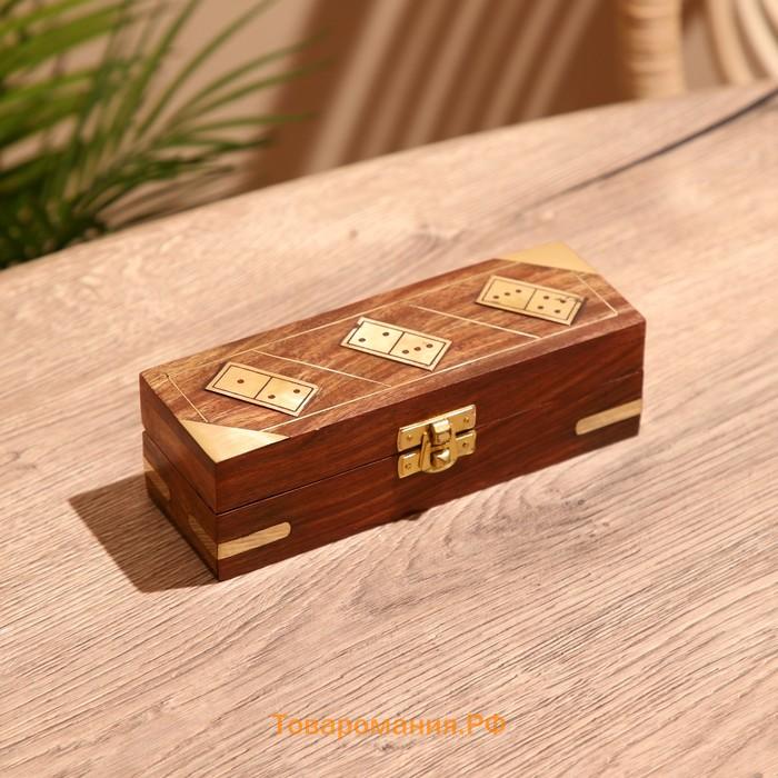 Игра настольная «Домино», в шкатулке, 17×6×5 см, дерево шишам