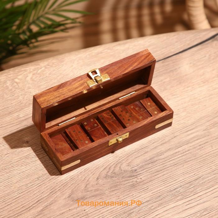Игра настольная «Домино», в шкатулке, 17×6×5 см, дерево шишам